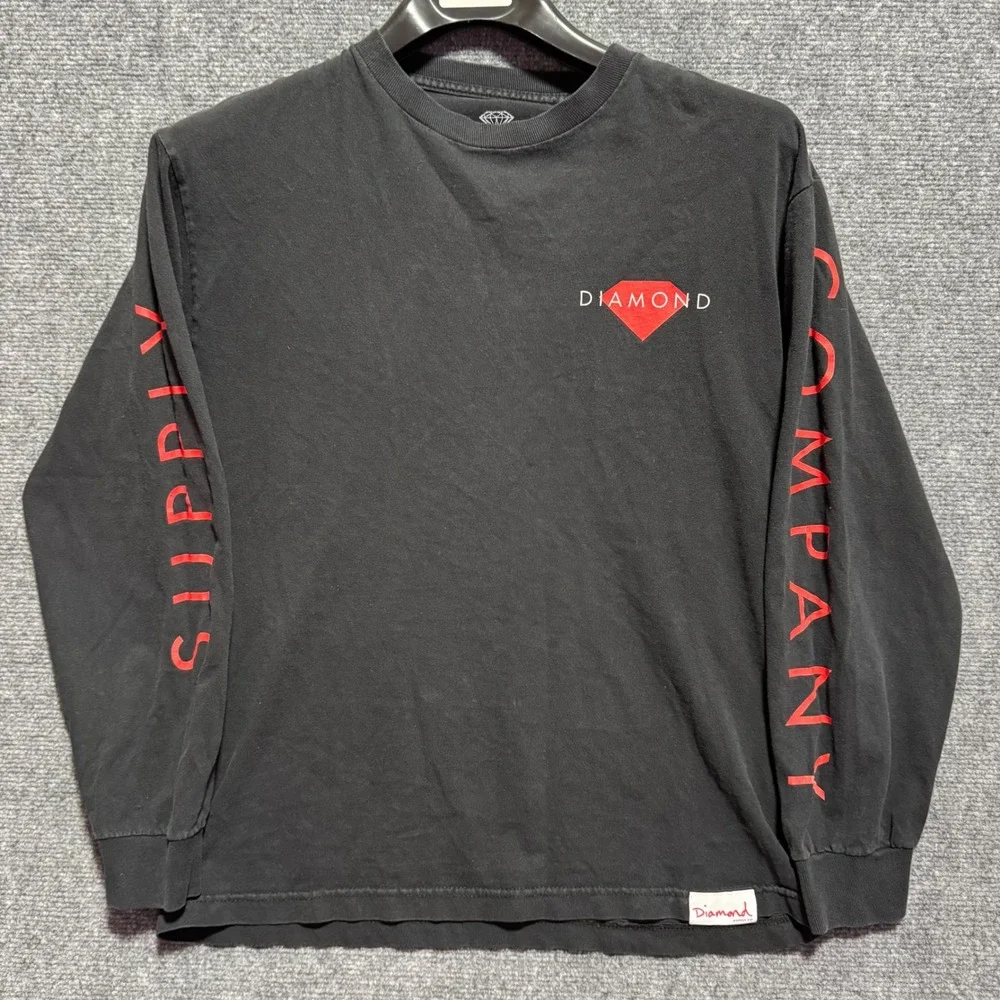 Vintage Diamond Supply Co.‎ Mens Long Sleeve T-Shirt Graphic Black Red Skate USA